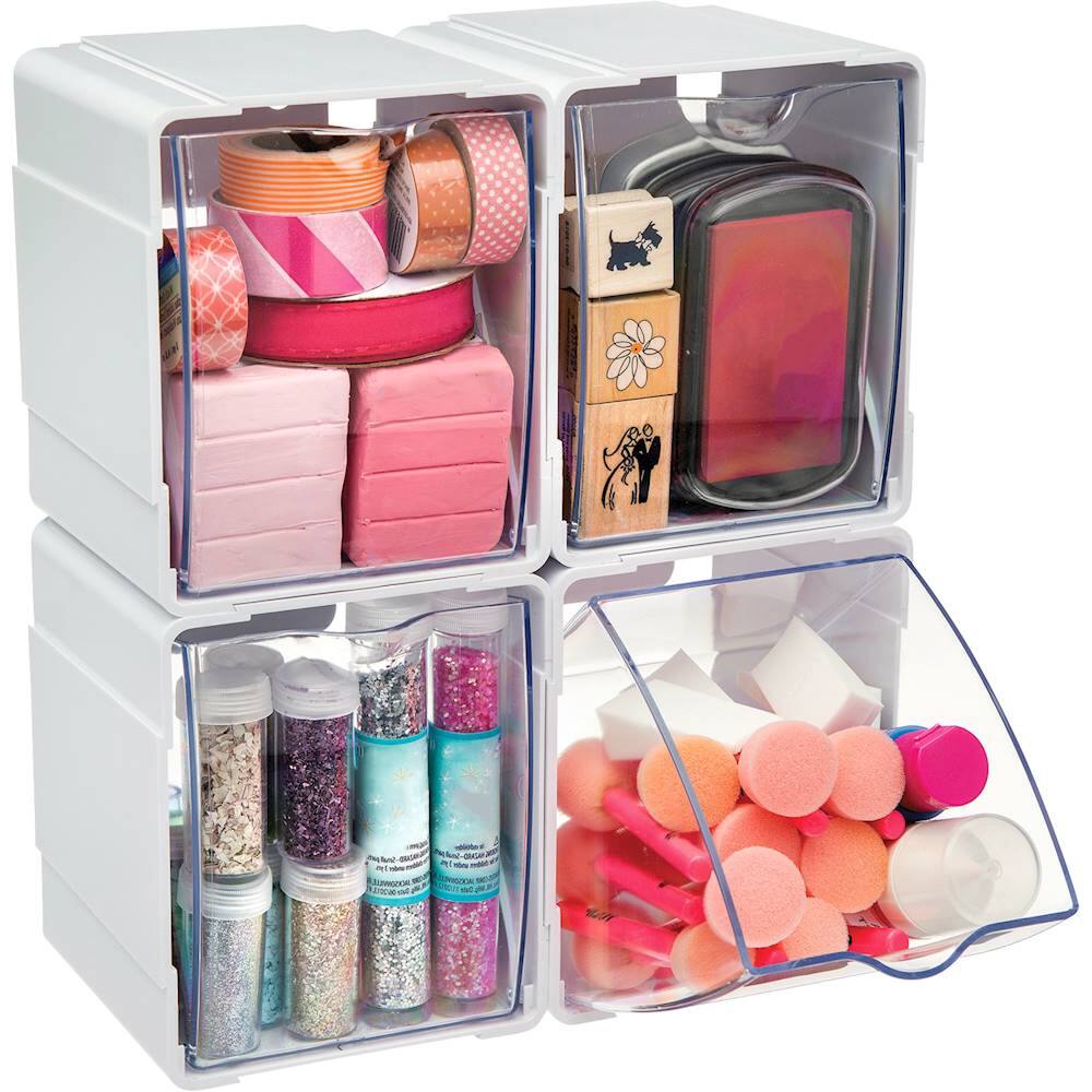 Rebrilliant Tilt Bin Interlocking Storage Plastic Organizer