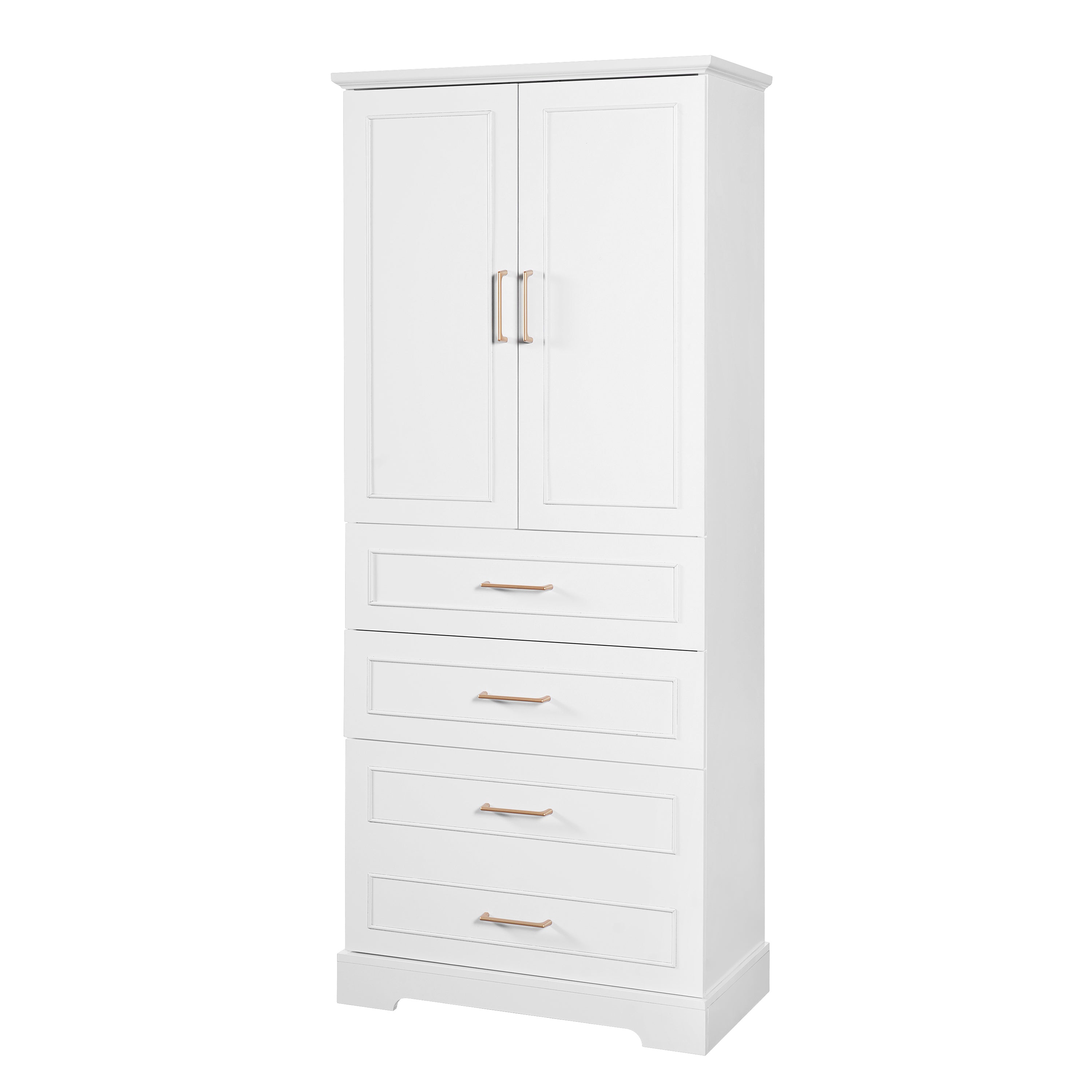 Alt View 10. Boyel Living - 72.2 Inch Tall Freestanding Bathroom Cabinet with 3 Drawers Adjustable Shelf Soft Close Doors MDF Panels Steel Handles - White.