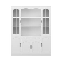 FUFU & GAGA - FUFU&GAGA Kitchen Sideboards Large - Capacity Glass Doors Storage Pantry Cabinet with Adjustable Shelves - White