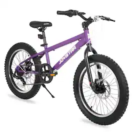 JOYSTAR - 20 Inch Mountain Bike for Kids Ages 7-13, 7 Speed Disc Brakes MTB, Fat Tire Kids Bicycles for Boys Girls - Purple