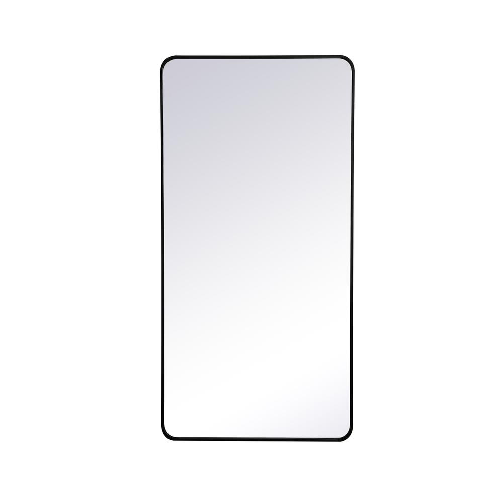 Back. Elegant Decor - Soft corner metal rectangular mirror 30x60 inch in Black - Black.