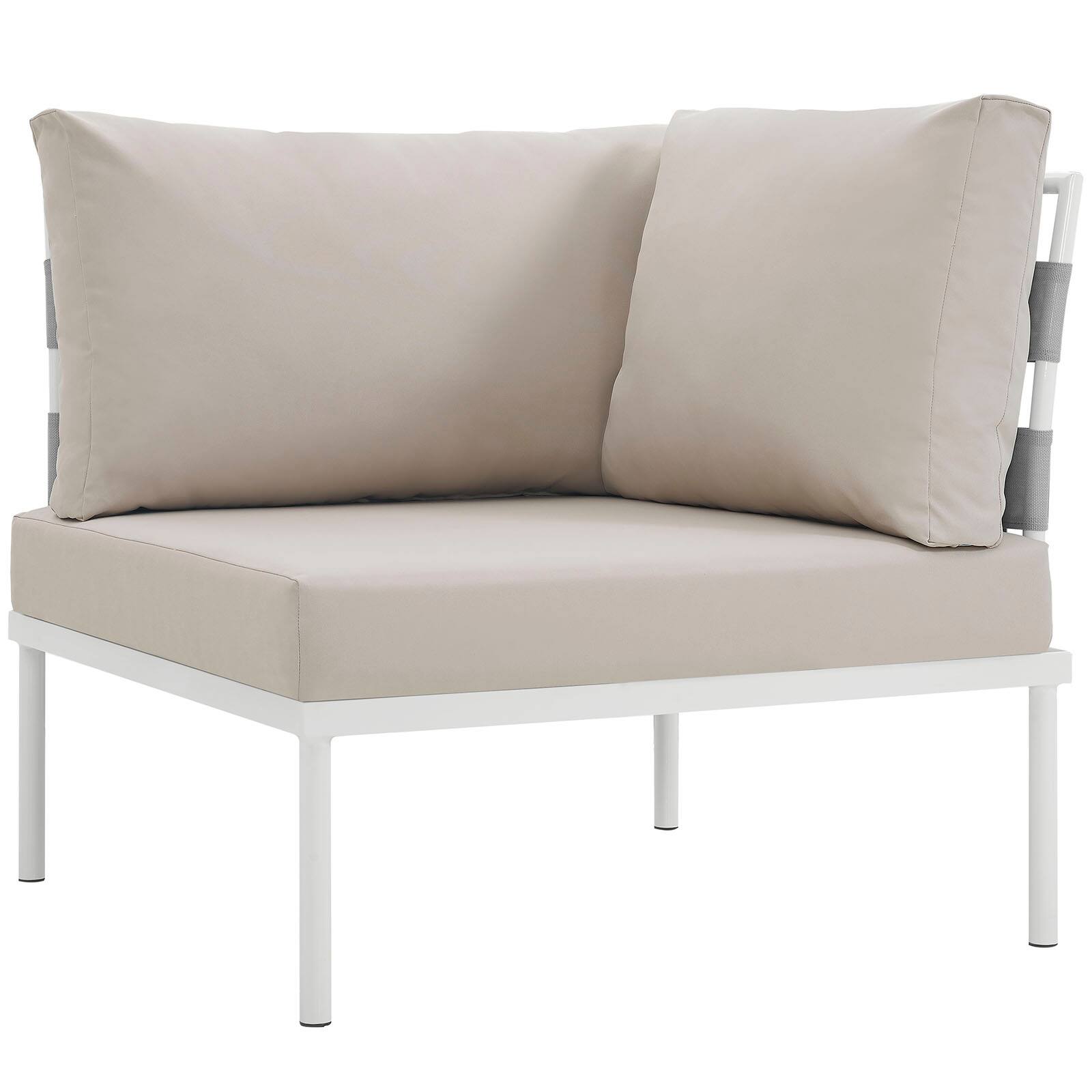 Angle. Modway - Harmony Outdoor Patio Aluminum Corner Sofa by Modway - White Beige.