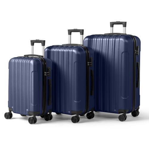 Alt View 1. Winado - 3-Piece 20in 24in 28in Lightweight ABS Hardside Hardshell Carry-On Luggage Set with Spinner Wheels and Combination Lock - Navy Blue.