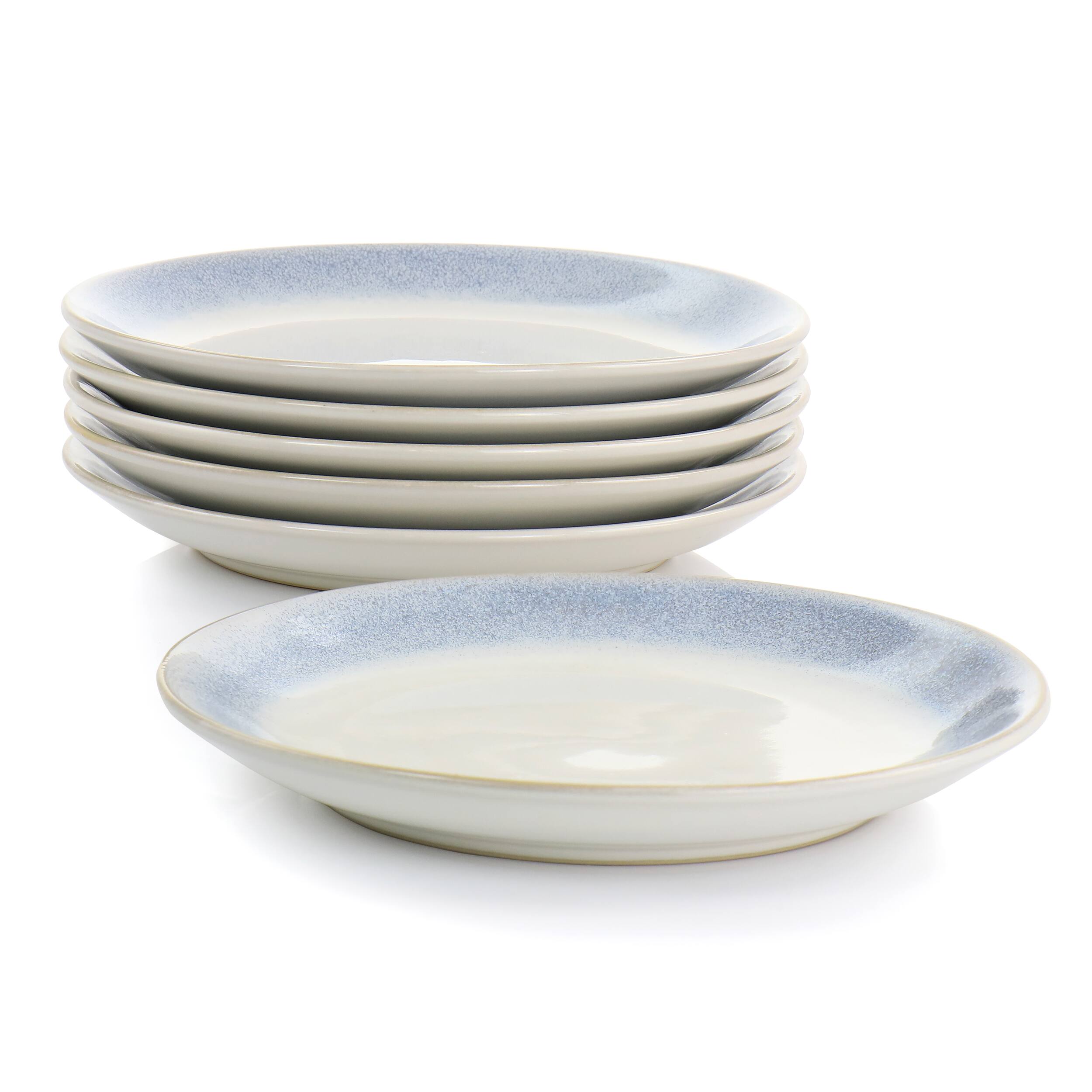 Alt View 1. Martha Stewart - Martha Stewart Blue Rim 8.25 Inch 6 Piece Stoneware Salad Plate Set in Blue - Blue.