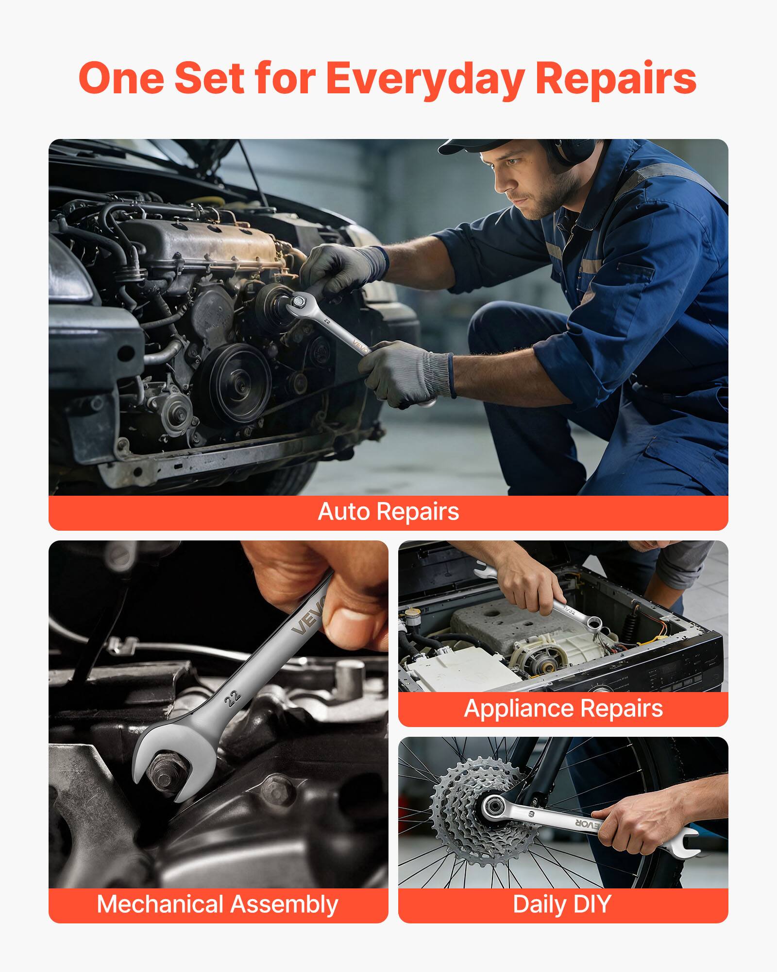 One Set for Everyday Repairs

Auto Repairs

Appliance Repairs

Mechanical Assembly

Daily DIY