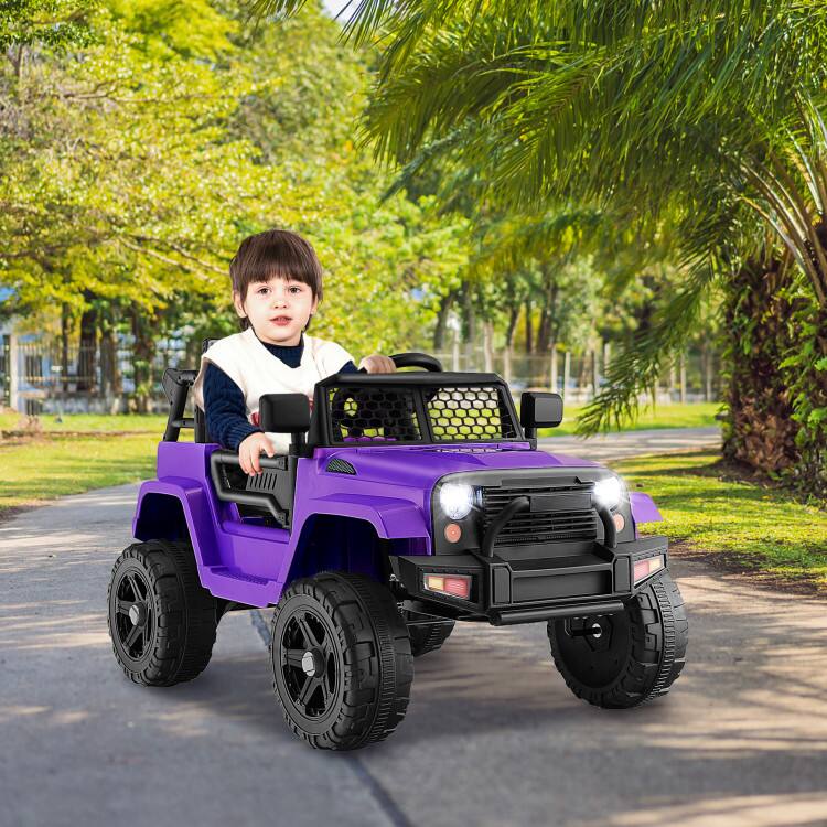 Angle. SlickBlue - Electric 12V Kids Truck Ride-On with Parental Remote and Headlights - Purple.