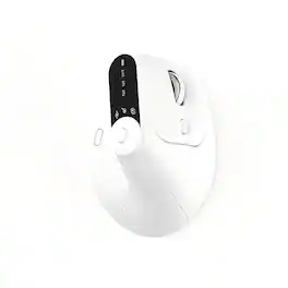 PRIMEPLUS - Wireless Vertical Mouse With Function Adjustment Knob 8 Buttons Rechargeable Ergonomic Mice for Win/IOS/Android - Wireless - White