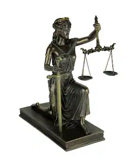 Veronese Design - Finish Lady Justice Kneeling Holding Balance Scales and Sword Statue - Bronze