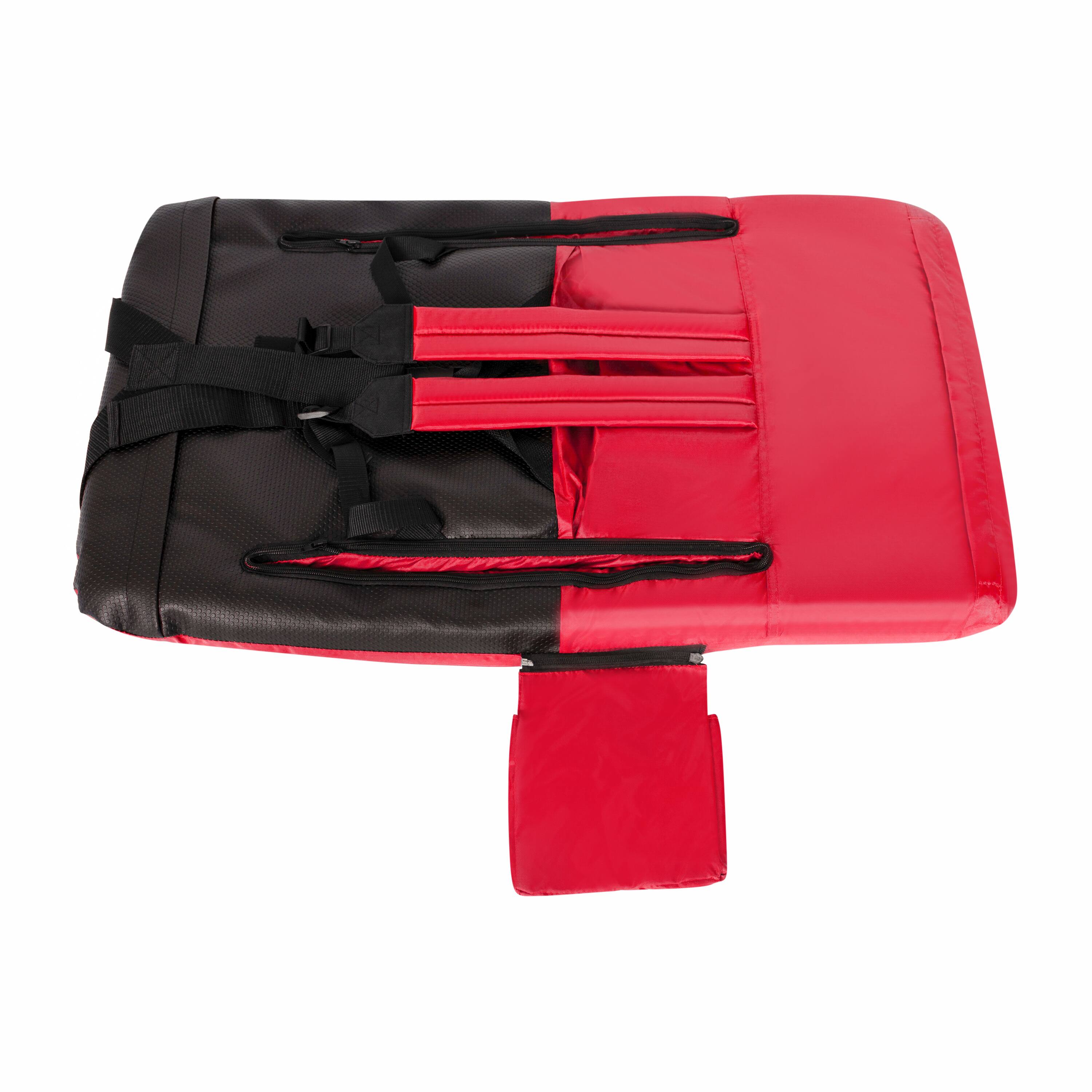 Alt View 7. Flash Furniture - Malta Red Portable Lightweight Reclining Stadium Chair with Armrests, Padded Back & Seat with Dual Storage Pockets and B - Red.