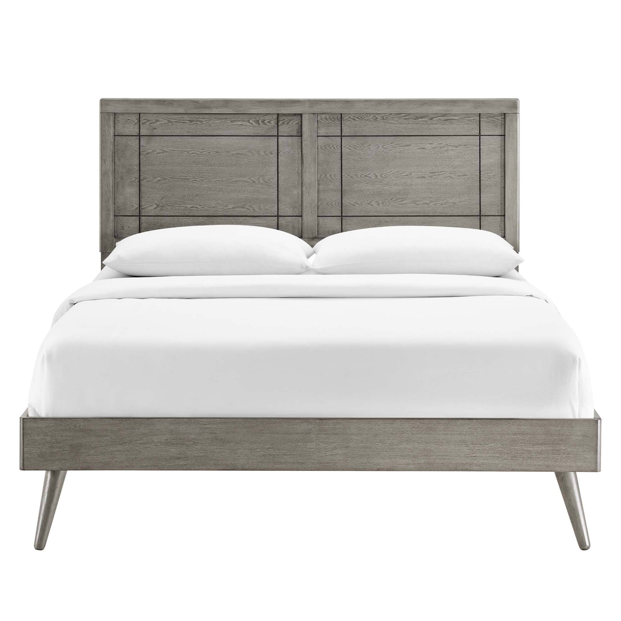 Alt View 6. Modway - Marlee Wood Full Platform Bed With Splayed Legs - Gray.