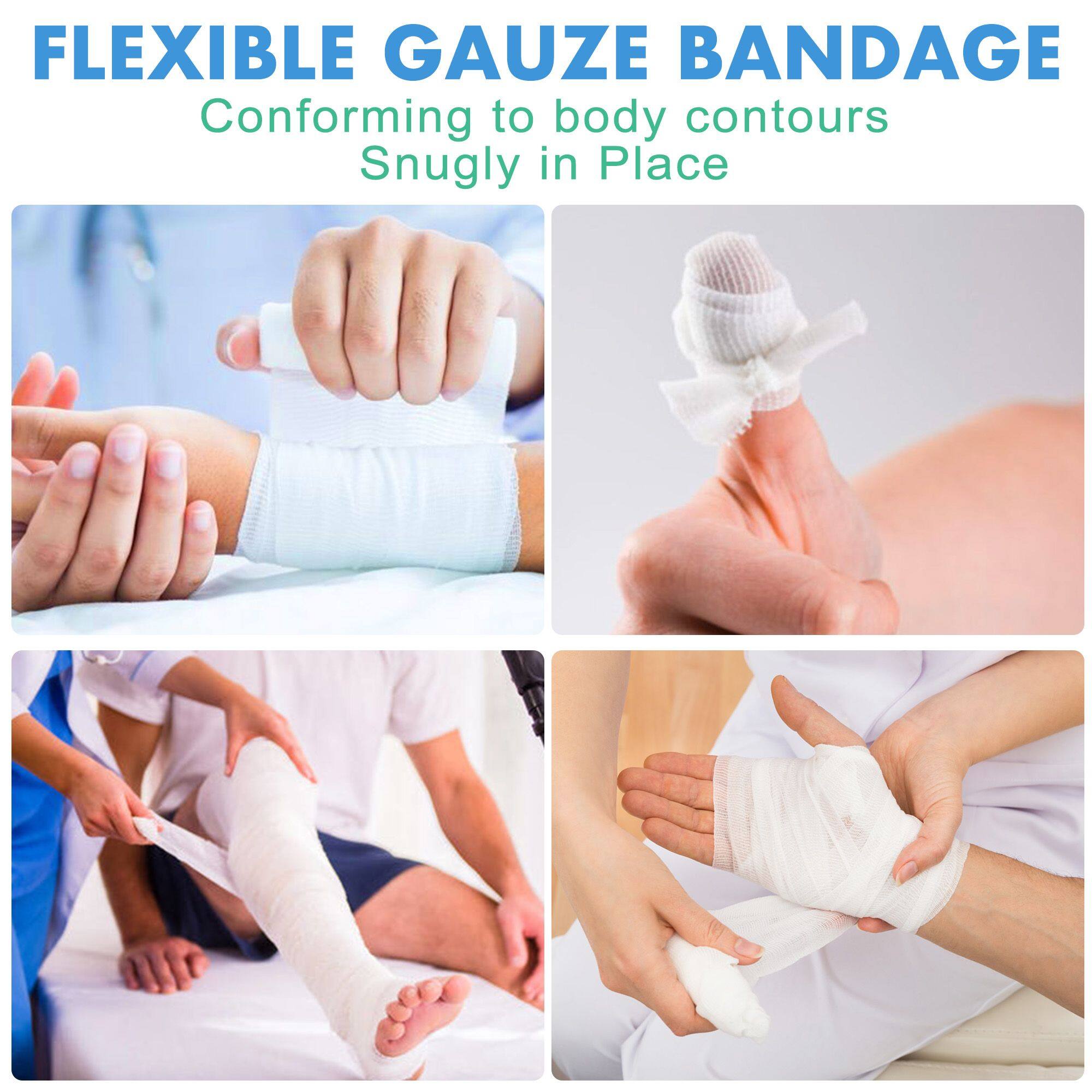 FLEXIBLE GAUZE BANDAGE  
Conforming to body contours  
Snugly in Place