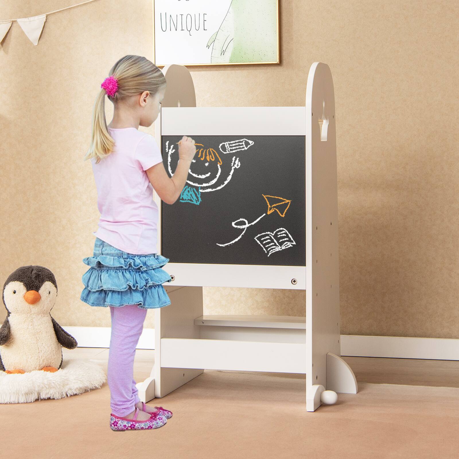 Alt View 1. Gymax - Gymax Multi-purpose Kids Kitchen Tower Children Standing Tower Kids Stool Helper White - White.