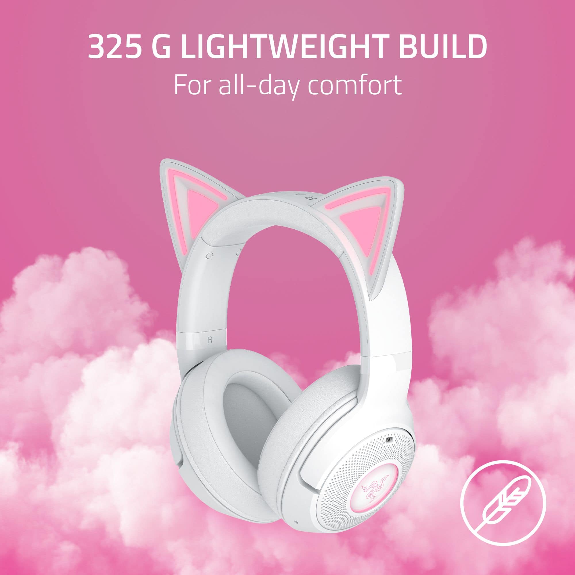 The text on the image reads: "325 G LIGHTWEIGHT BUILD For all-day comfort."