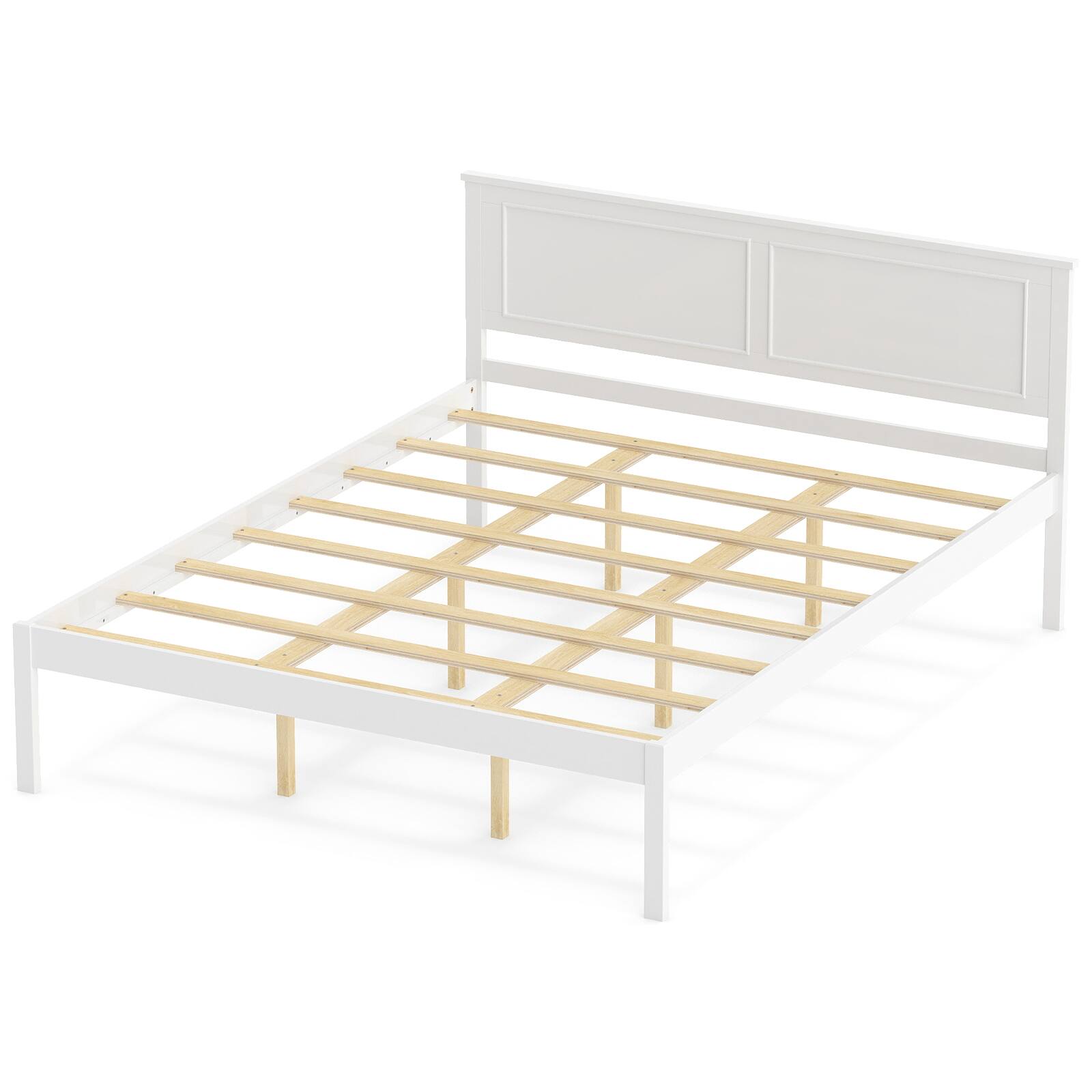 Alt View 9. Gymax - Gymax Queen Size Bed Frame Farmhouse Wooden Platform Bed w/Headboard Under-Bed Storage - White.