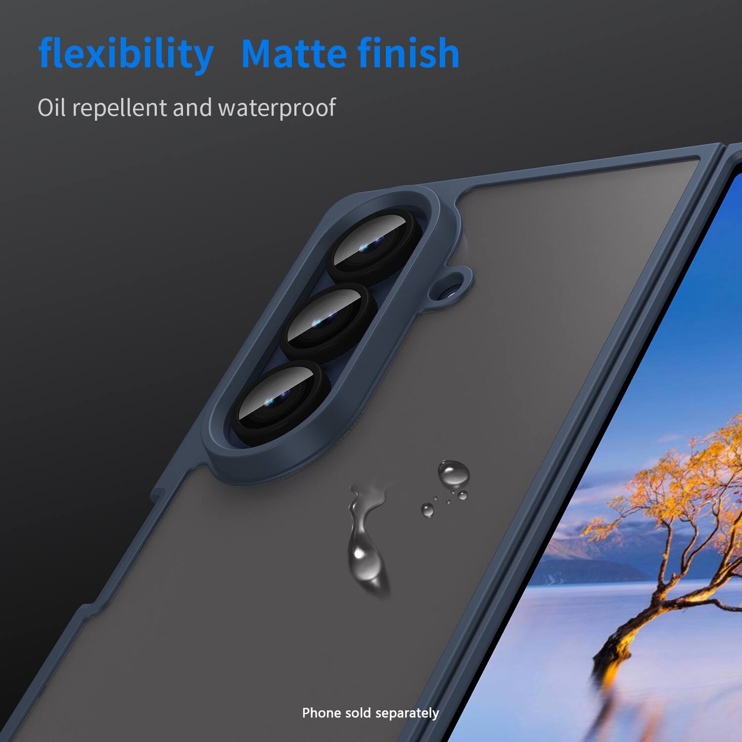 flexibility, Matte finish, Oil repellent and waterproof, Phone sold separately