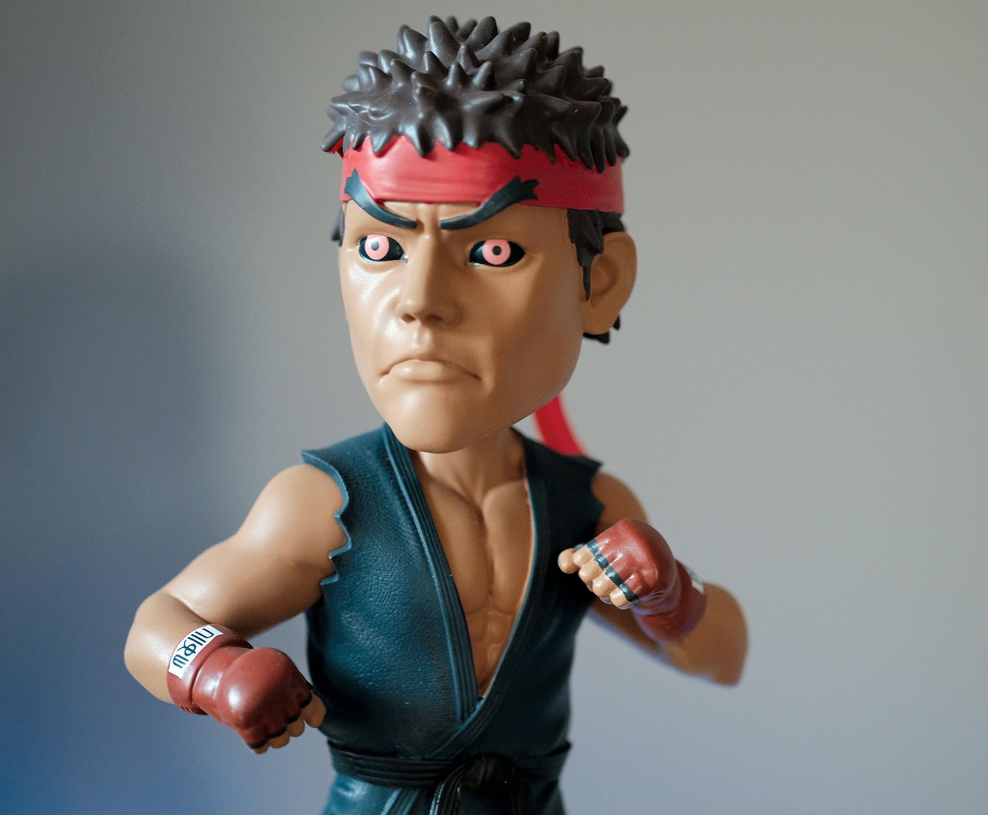 Alt View 3. Icon Heroes - Street Fighter Evil Ryu 8-Inch Resin Bobblehead Figure | Toynk Exclusive - Blue.