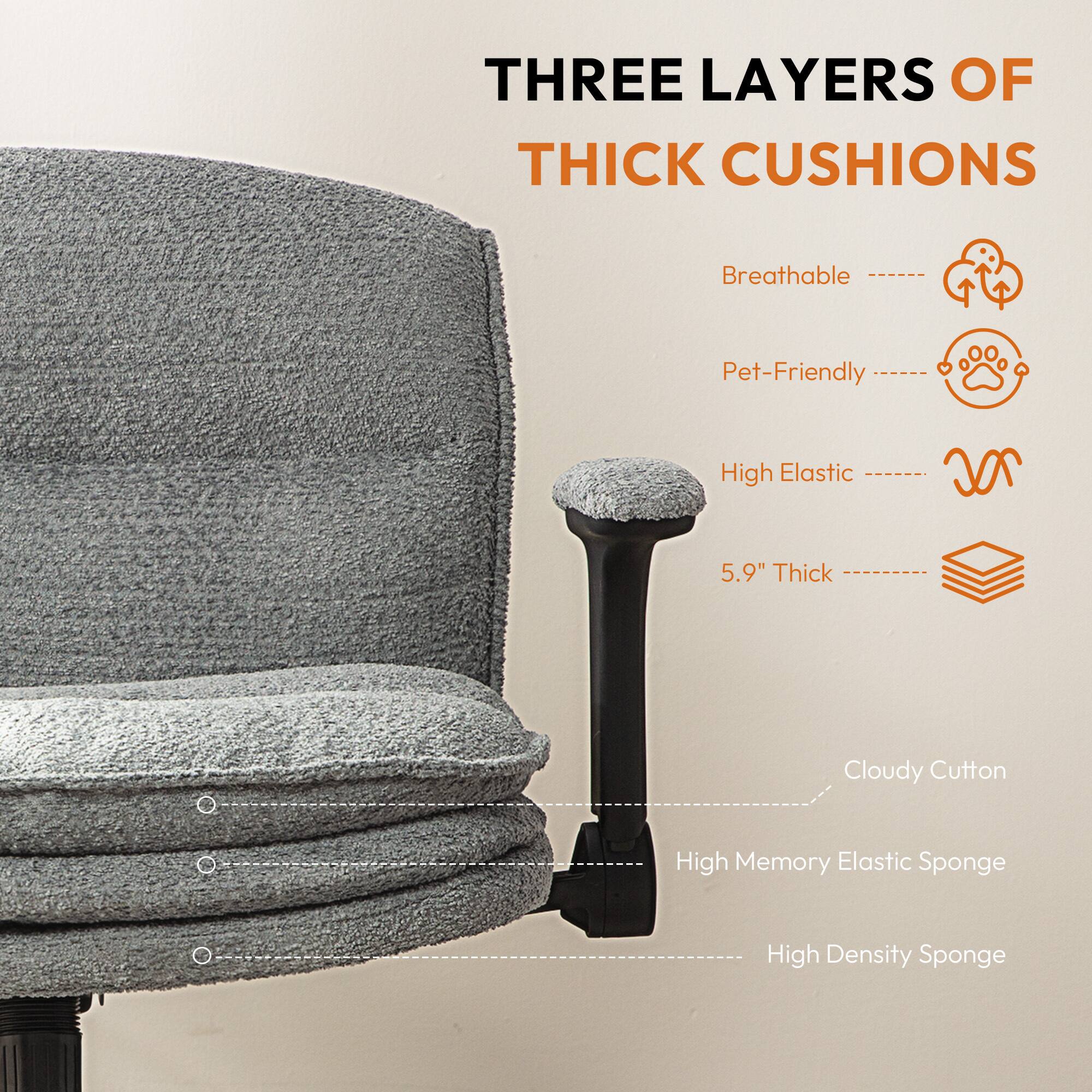 THREE LAYERS OF THICK CUSHIONS

- Breathable
- Pet-Friendly
- High Elastic
- 5.9" Thick
- Cloudy Cotton
- High Memory Elastic Sponge
- High Density Sponge