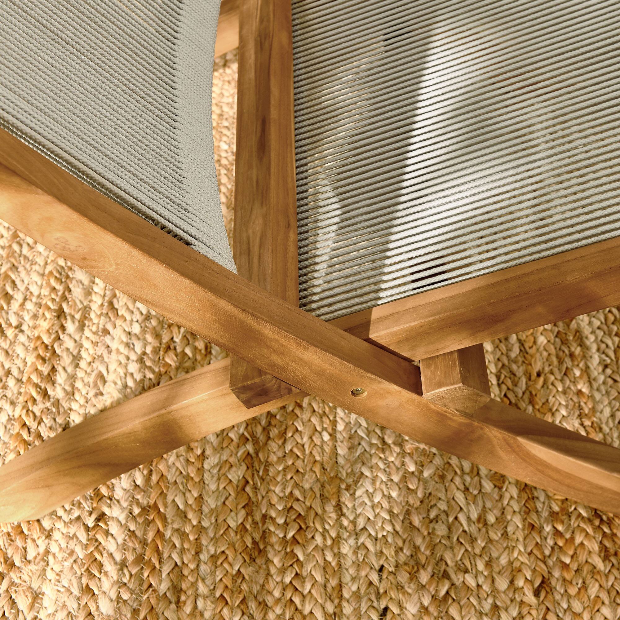 Alt View 2. Modway - Vienna Outdoor Patio Teak and Rope Folding Accent Lounge Chair by Modway - Natural Natural.