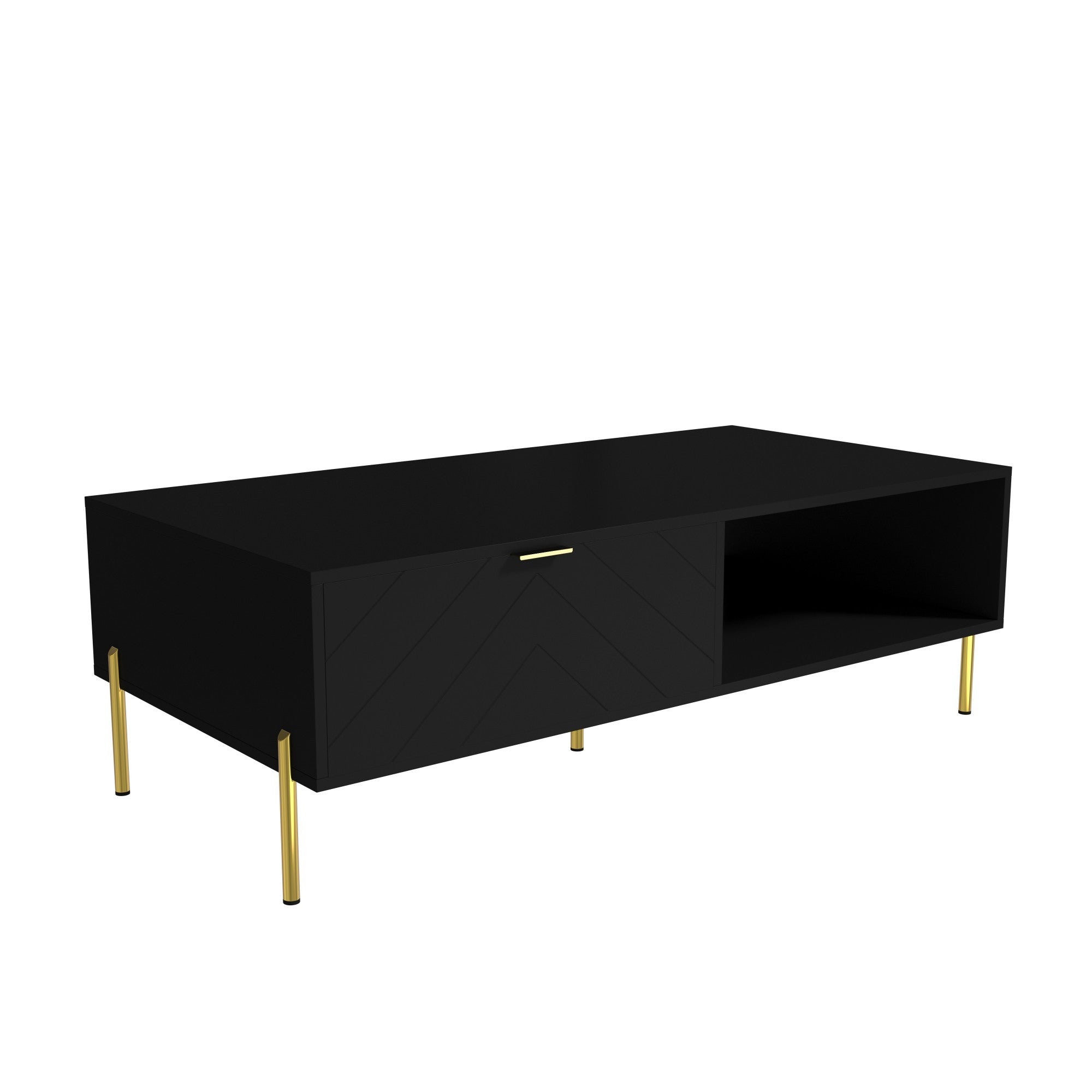 Alt View 8. Boyel Living - 47. 24 in Rectangle MDF Coffee Table Modern Accent Table with 2 Drawers and storage - Black.
