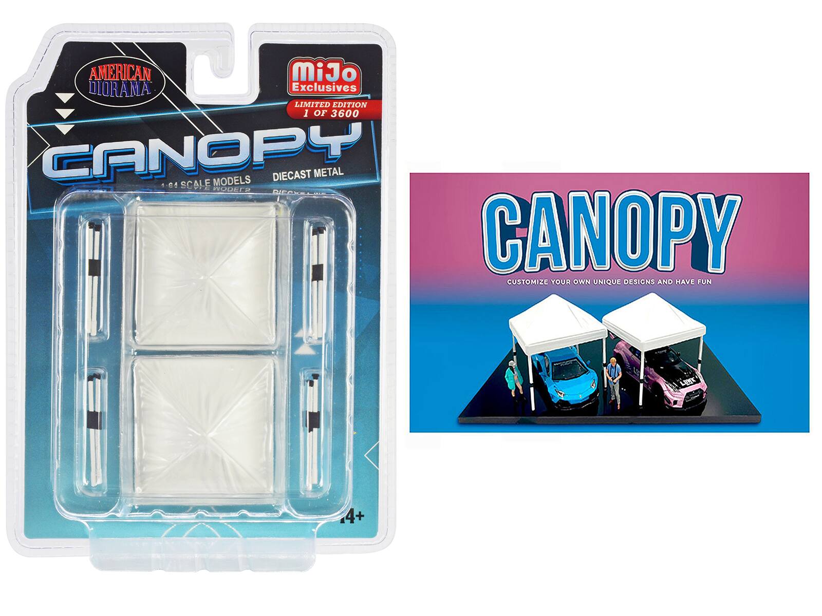 AMERICAN DIORAMA Exclusives LIMITED EDITION 1 OF 3600 CANOPY 1:64 SCALE MODELS DIECAST METAL RODET - CANOPY CUSTOMIZE YOUR OWN UNIQUE DESIGNS AND HAVE FUN LX 4+
