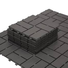 Boyel Living - 12x12 Inch Interlocking Deck Tiles Four Slat Plastic Outdoor Flooring All Weather for Balcony Patio - Gray