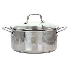 Martha Stewart - 5 Quart Stainless Steel Dutch Oven with Vented Glass Lid - Silver