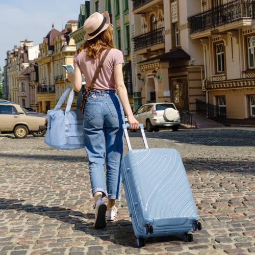 Alt View 7. Winado - Luggage Sets 3 Piece PP Hardshell Carry on Suitcase with Bags Lightweight Suitcase Sets with Spinner Wheels TSA Lock - Blue.
