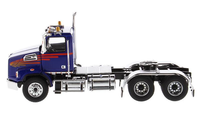 Alt View 1. Diecast Masters - Western Star 4700 SB Tandem Day Cab Tractor Blue 1/50 Diecast Model by Diecast Masters.