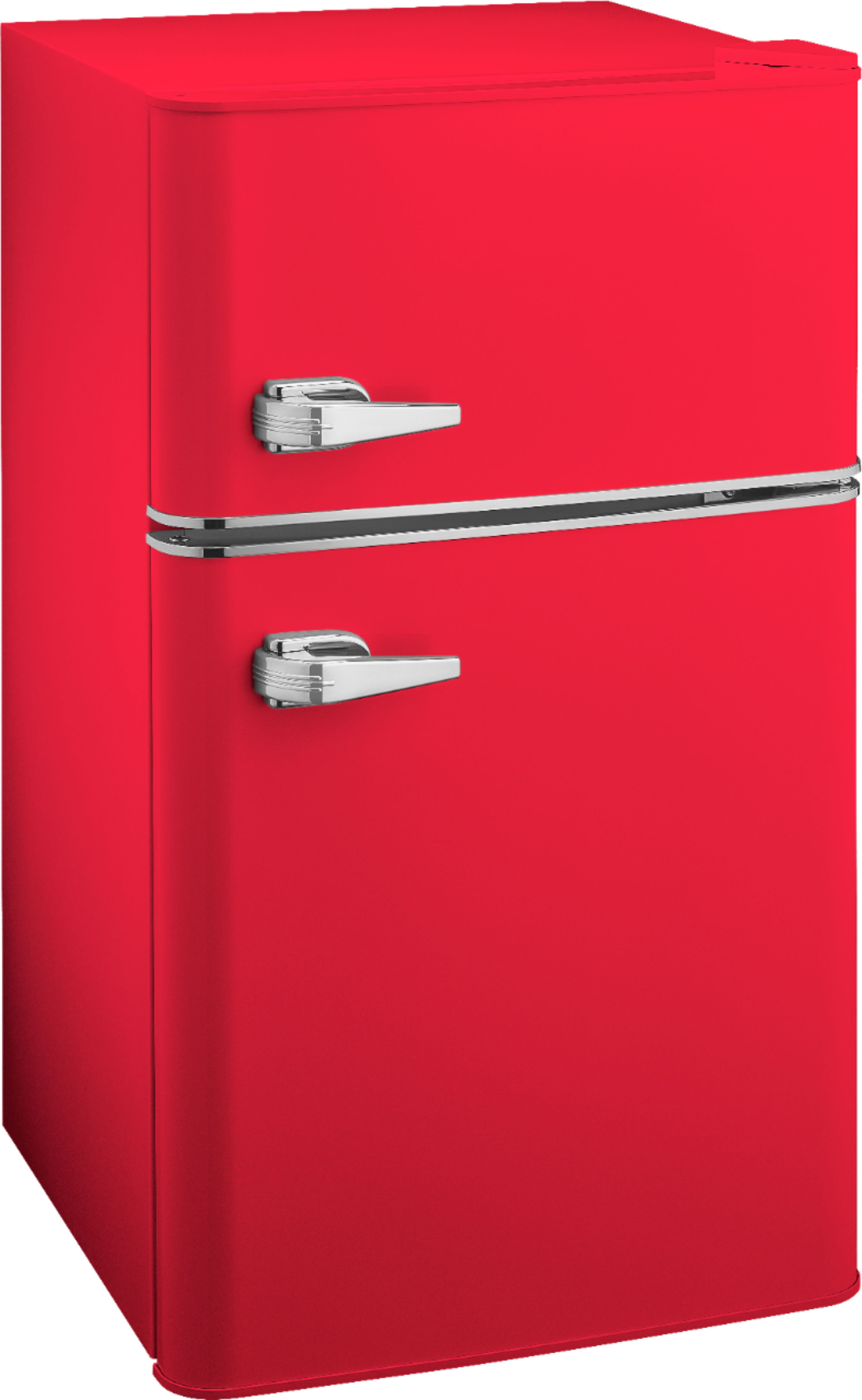 Angle View: Insignia™ - Retro 3.1 cu. ft.  Mini Fridge with Top Freezer and ENERGY STAR Certification - Red