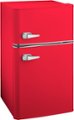 Angle. Insignia™ - Retro 3.1 cu. ft.  Mini Fridge with Top Freezer and ENERGY STAR Certification - Red.