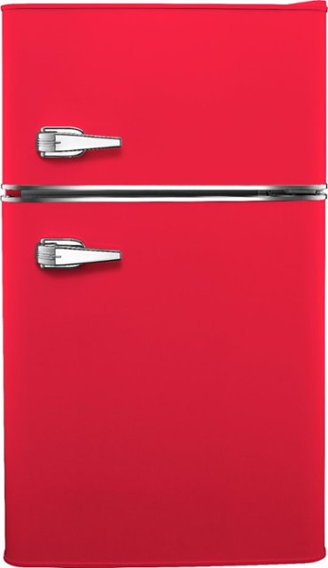 Front. Insignia™ - Retro 3.1 cu. ft.  Mini Fridge with Top Freezer and ENERGY STAR Certification - Red.