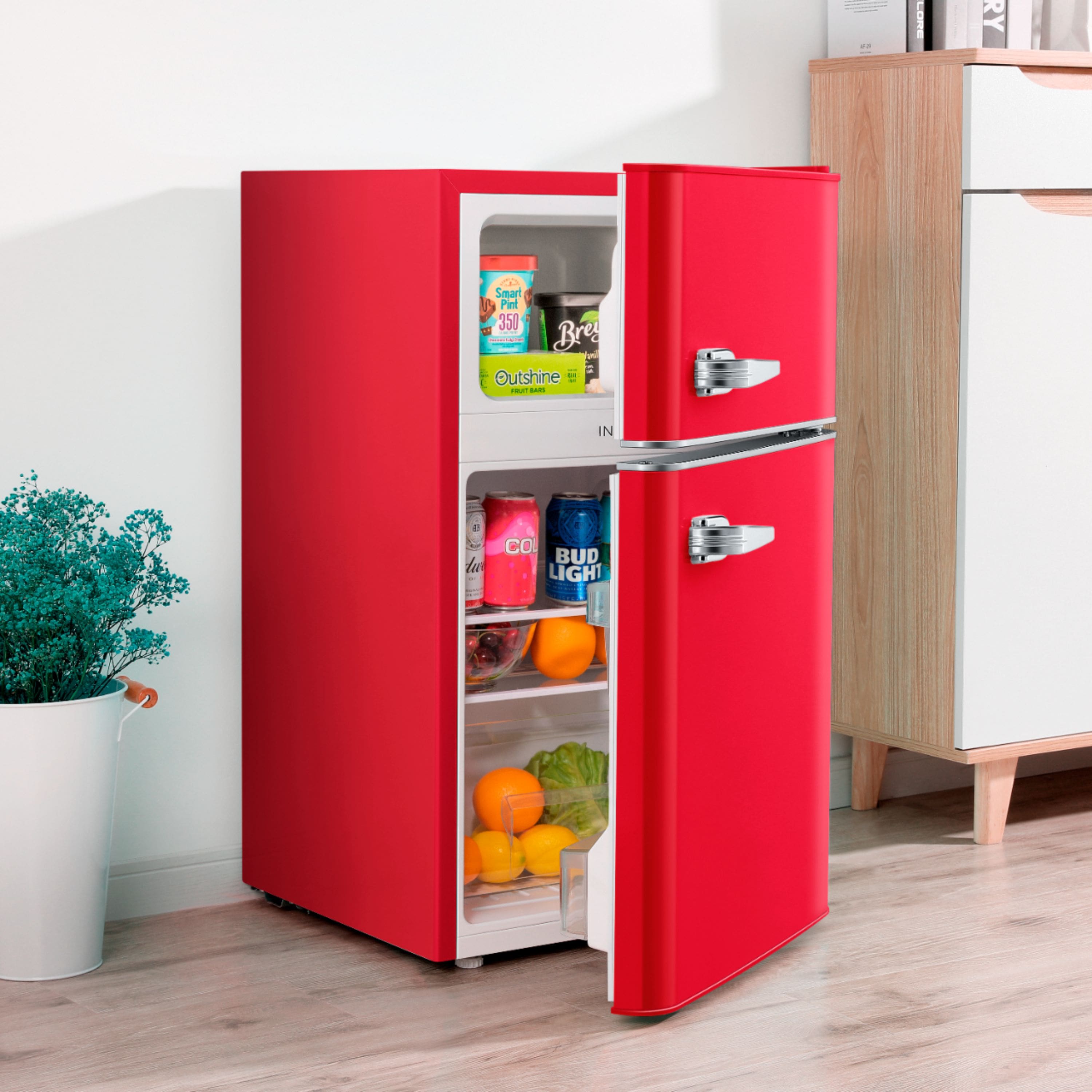 Alt View 16. Insignia™ - Retro 3.1 cu. ft. Mini Fridge with Top Freezer and ENERGY STAR Certification - Red.
