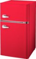 Left. Insignia™ - Retro 3.1 cu. ft.  Mini Fridge with Top Freezer and ENERGY STAR Certification - Red.