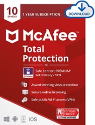 McAfee - Total Protection + Safe Connect (10 Device) (1-Year Subscription) - Windows, Mac OS, Apple iOS, Android [Digital] - Front_Zoom