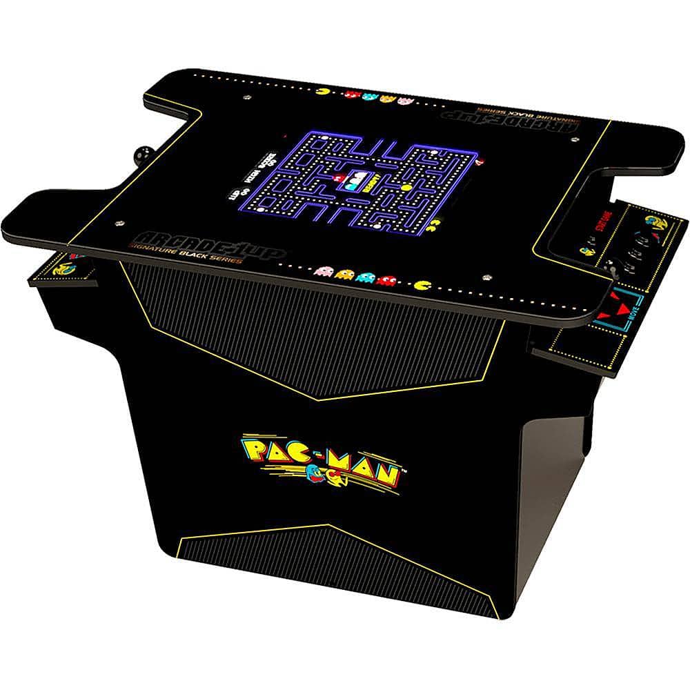Front. Arcade1Up - Black Series PAC-MAN Head-to-Head Gaming Table - Pac-Man Black.