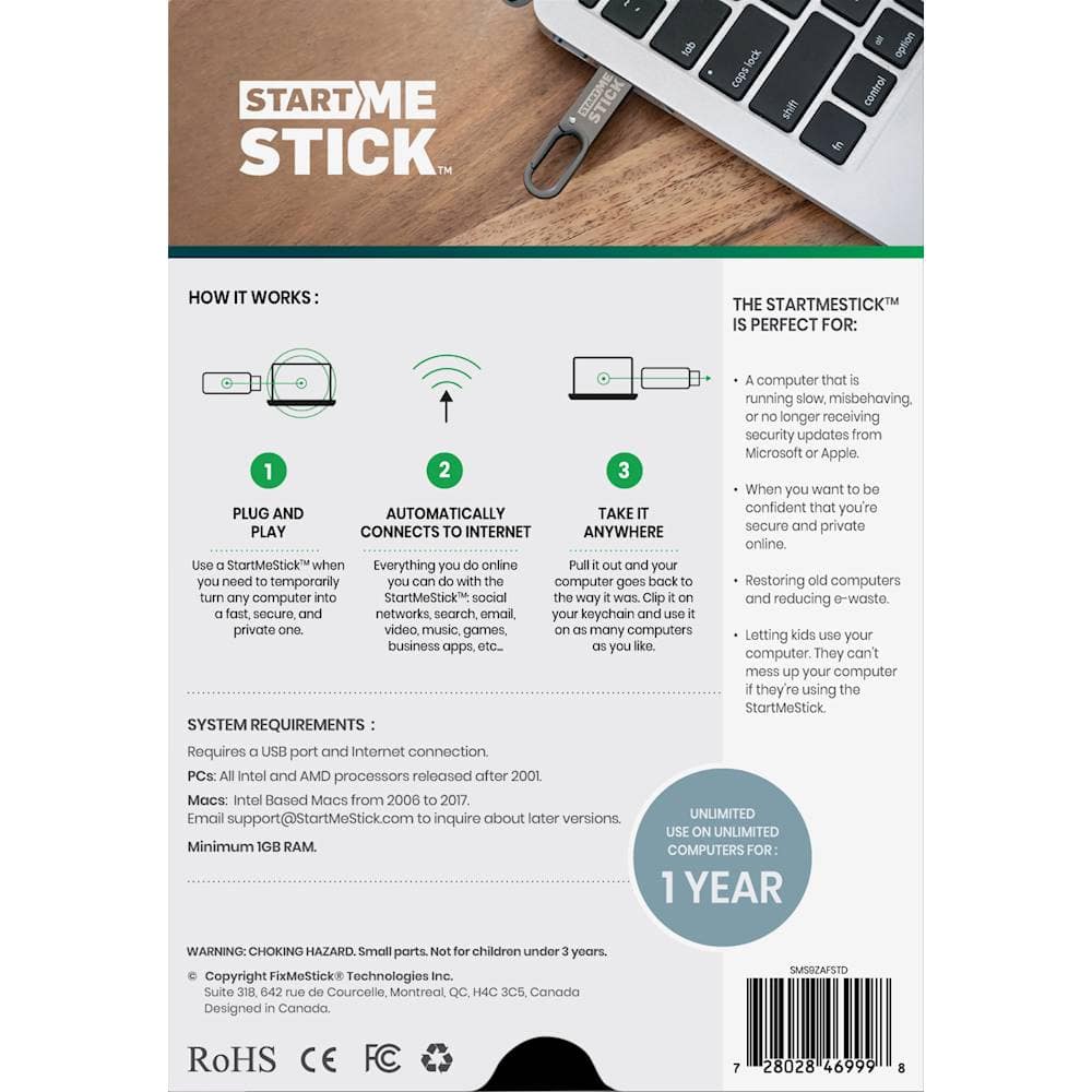 Alt View 11. FixMeStick - StartMeStick (Unlimited PC/Mac) (1-Year Subscription).