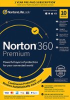 Norton - 360 Premium (10 Device) Antivirus Internet Security Software + VPN + Dark Web Monitoring (1 Year Subscription) - Android, Mac OS, Windows, Apple iOS - Front_Zoom