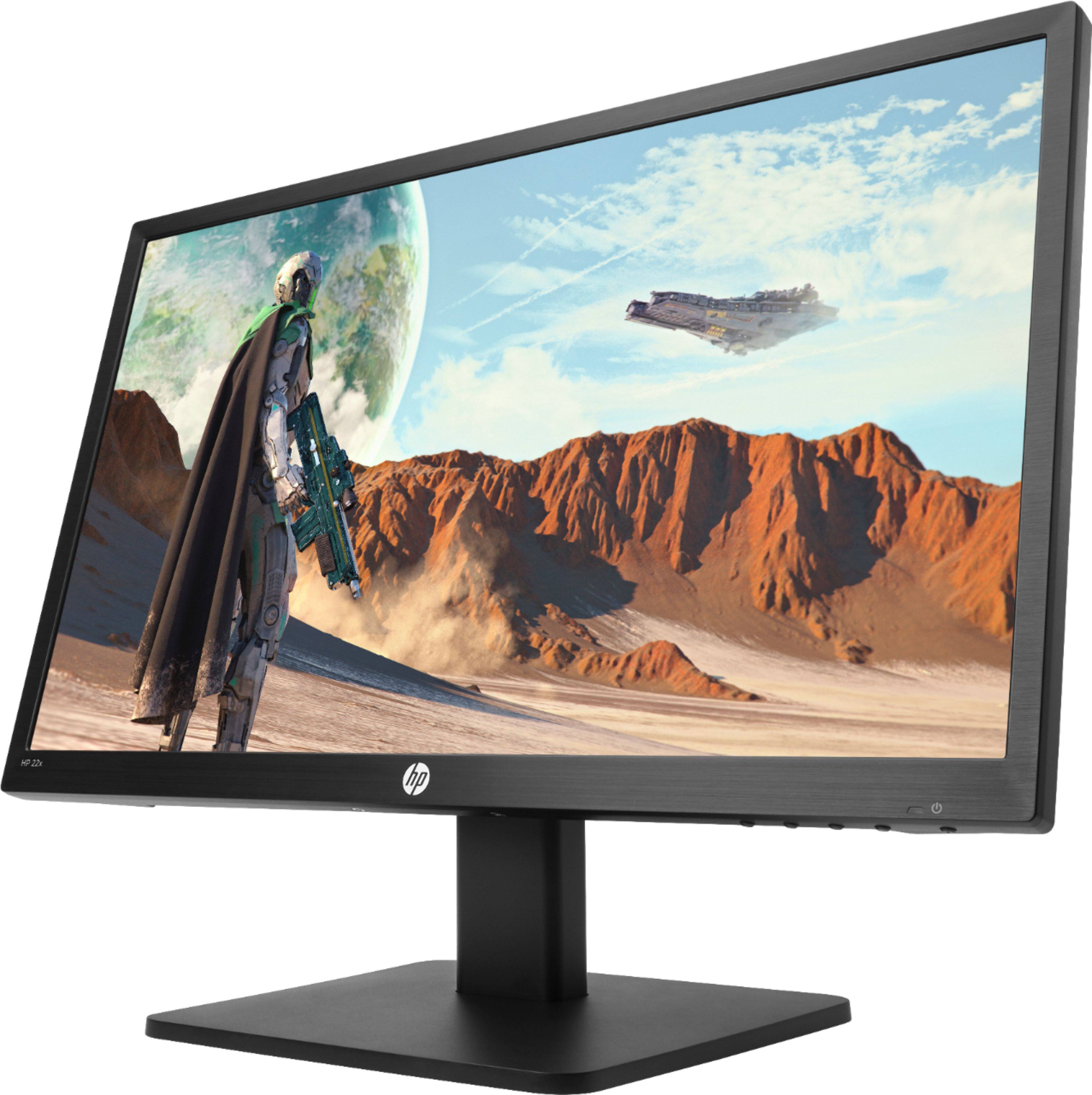 Left View: HP - Geek Squad Certified Refurbished 21.5" LED FHD FreeSync Monitor - Black