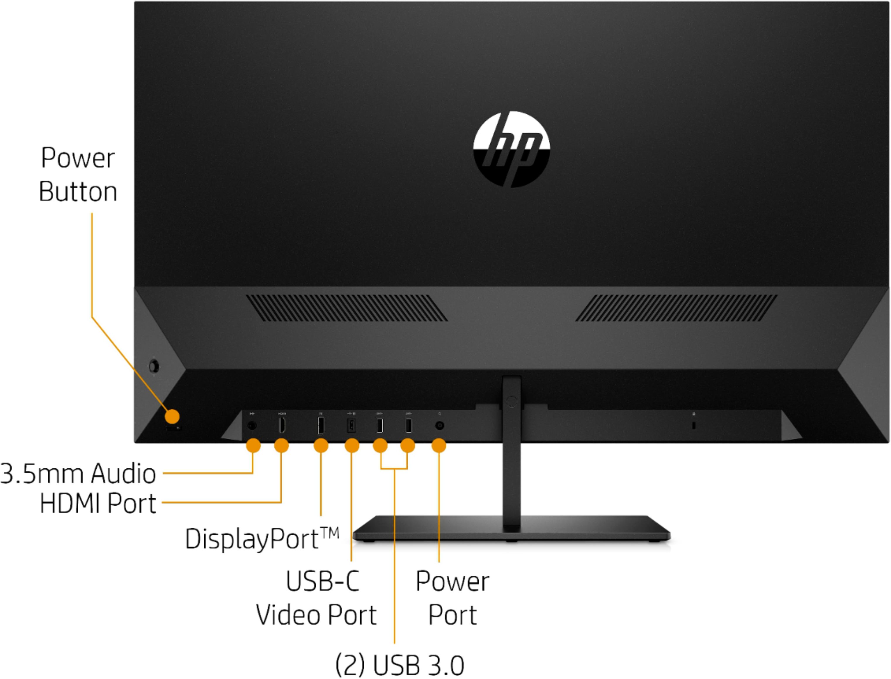 Back View: HP - Geek Squad Certified Refurbished Pavilion 32" LED QHD Monitor - Black
