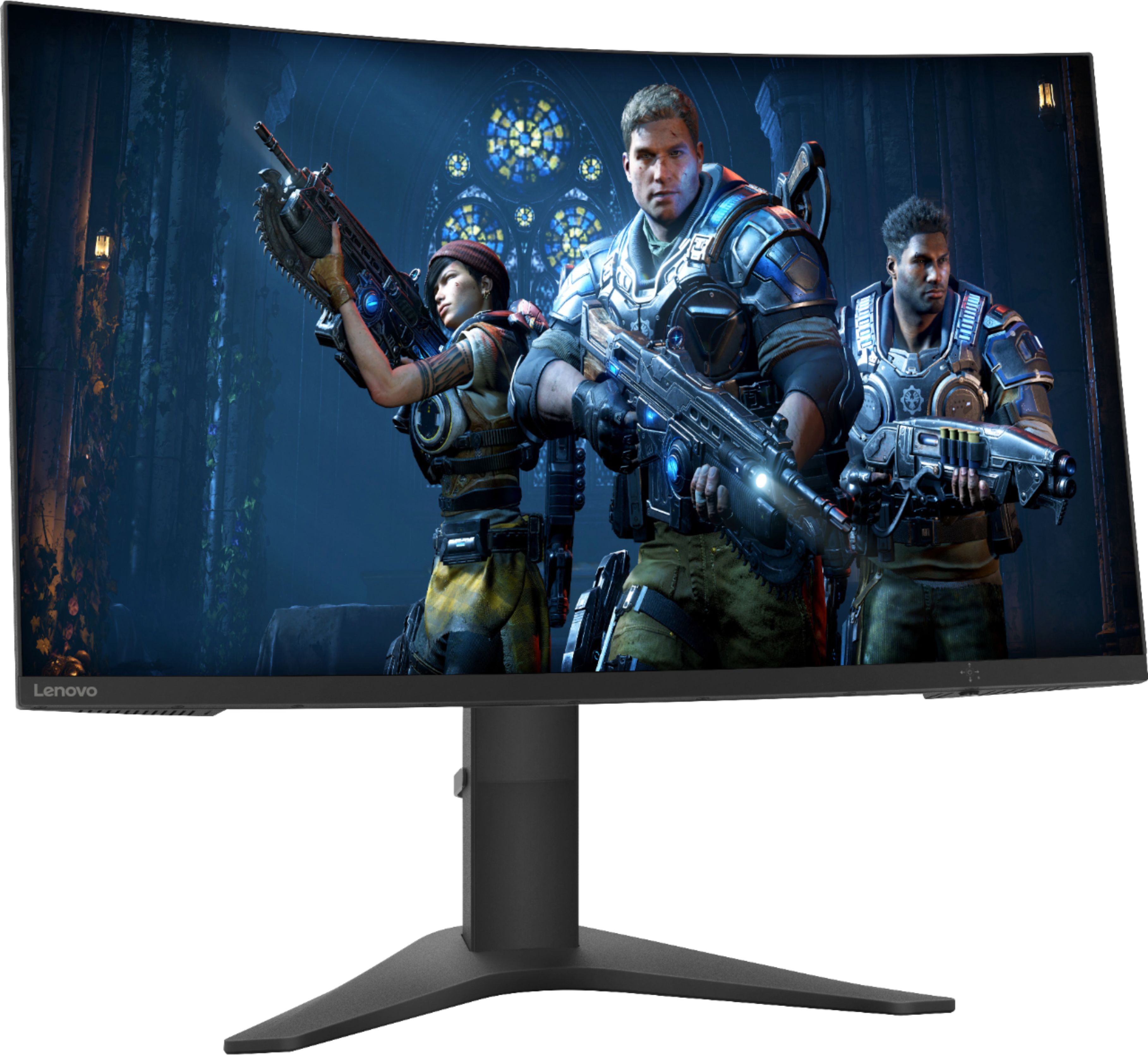 Angle View: Lenovo - Geek Squad Certified Refurbished 27" LED Curved FHD FreeSync Monitor - Raven Black