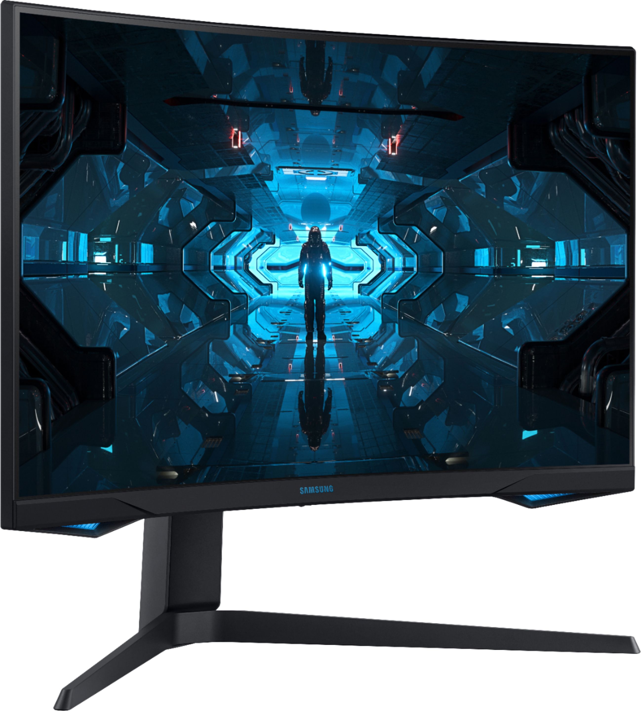 Angle View: Samsung - Geek Squad Certified Refurbished Odyssey 32" LED Curved QHD FreeSync and G-SYNC Compatible Monitor with HDR - Black