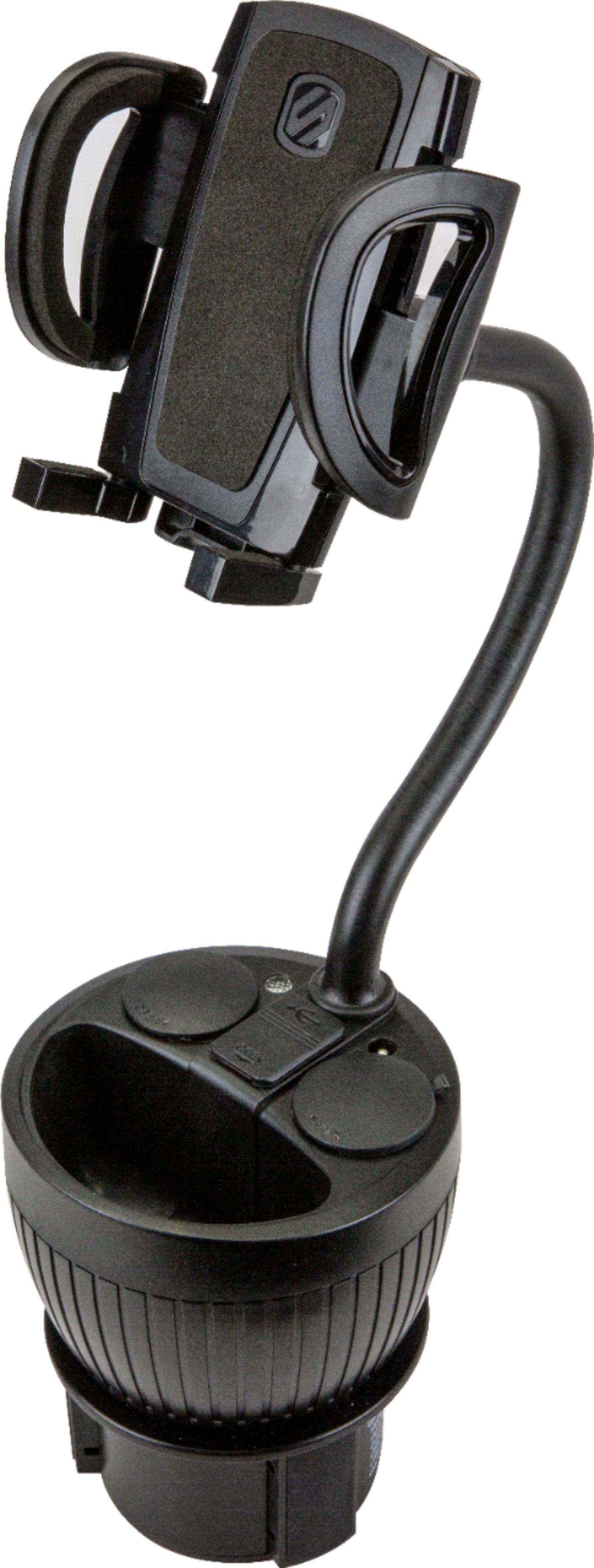 Alt View 1. Scosche - PowerHub Cup Holder Mount and Charging Hub Dual USB and Dual 12V - Black.