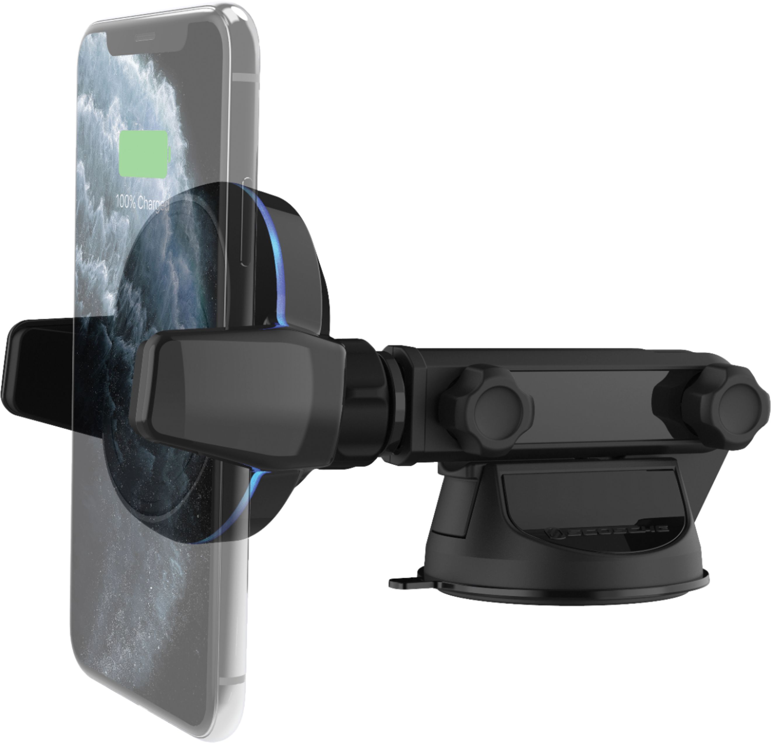 Angle View: Scosche MagicGrip Extendo Auto-Grip Qi Wireless Charging Telescoping Window/Dash Mount. - Black