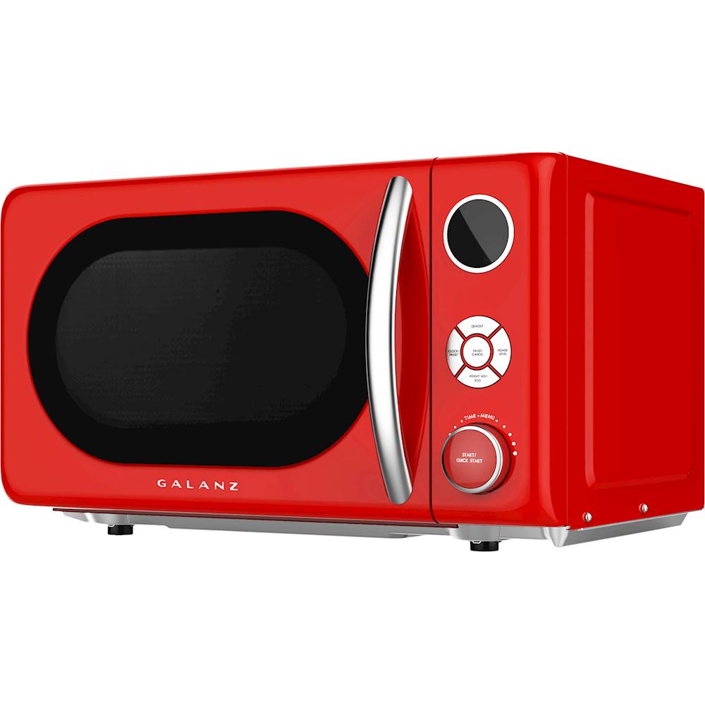 Left View: Galanz - Retro 0.7 Cu. Ft. Microwave - Hot Rod Red