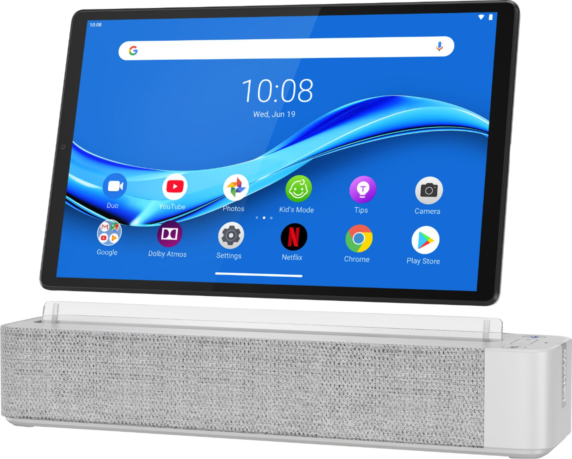Left View: Lenovo - Smart Tab M10 FHD Plus with Amazon Alexa - 10.3" - Tablet - 64GB - Platinum Gray