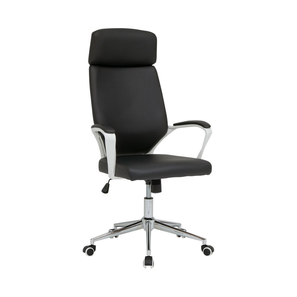 Left View: Calico Designs - 5-Pointed Star Polyurethane Executive Chair - Black/White Frame