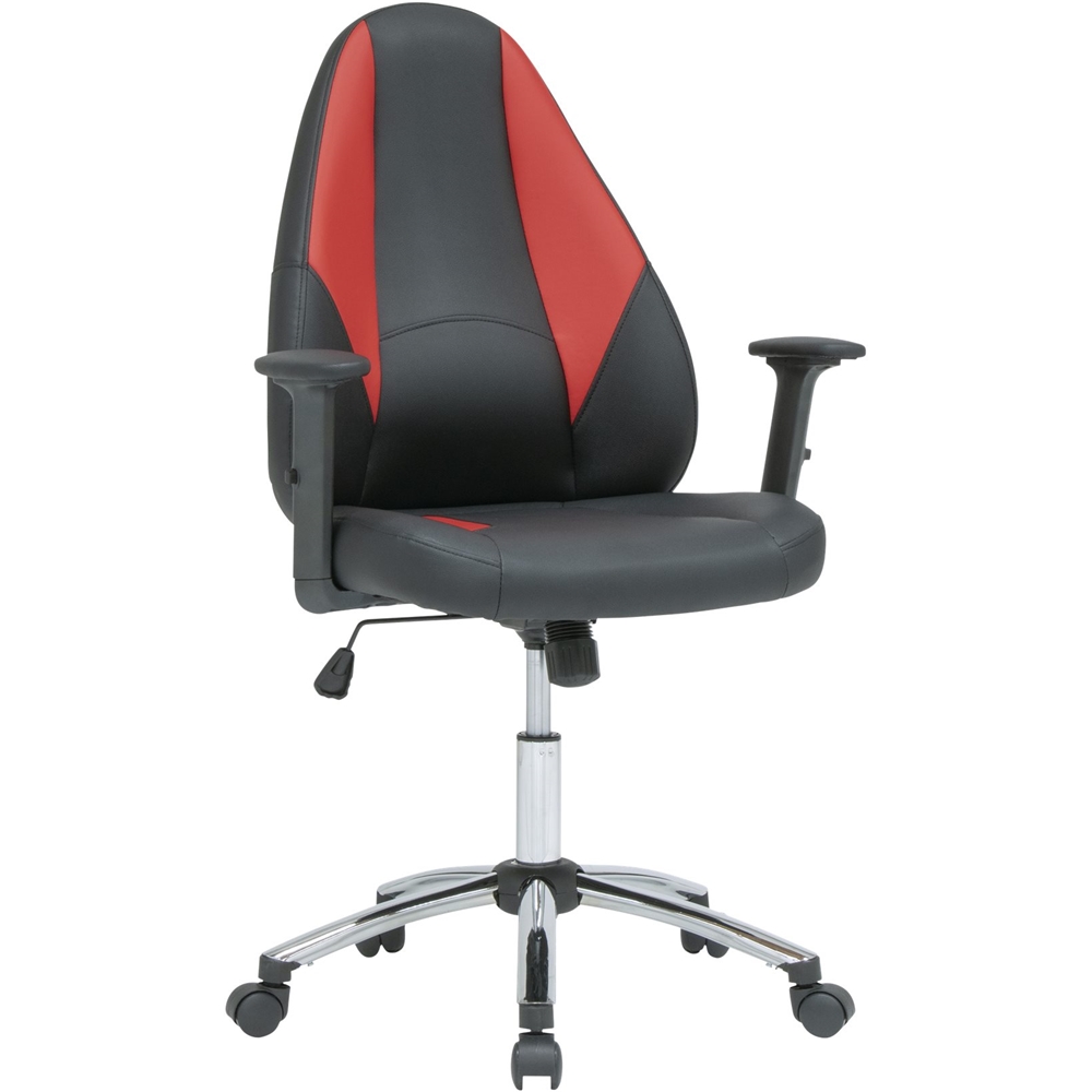 Left View: SD Gaming - Gaming 5-Pointed Star Polyurethane and Vegan Leather Office Chair - Black/Red/Chrome