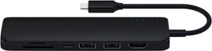 Satechi - USB-C Slim Multiport Adapter with Ethernet, 4K HDMI, USB-C PD (60W), 2 USB-A, SD/Micro Card for Macbook/Windows Laptops - Matte Black - Front_Zoom