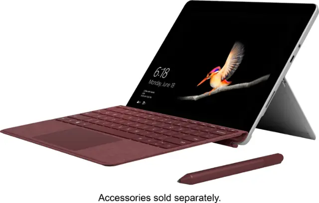 Front. Microsoft - Geek Squad Certified Refurbished Surface Go - 10" Touch-Screen - Intel Pentium Gold - 4GB Memory - 64GB Storage.