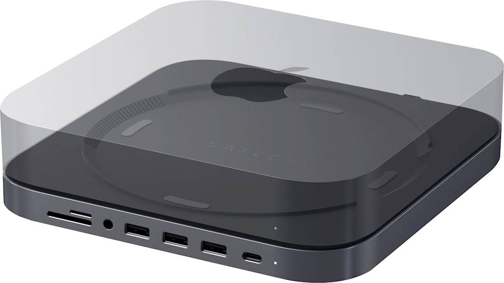 Satechi USB C Hub - Type-C Aluminum Stand & Hub - USB-C Data Port, Micro/SD  Card Readers, USB 3.0 & Headphone Jack Port - for M2/ M1 Mac Mini,Mac